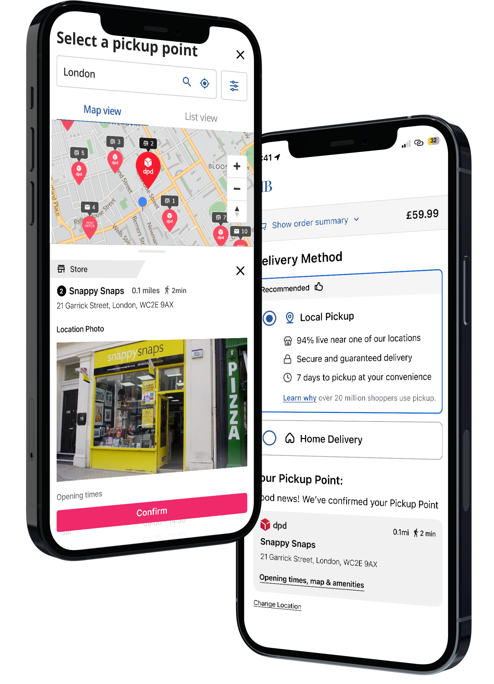 DPD Pickup mobile checkout experience powered by HubBox