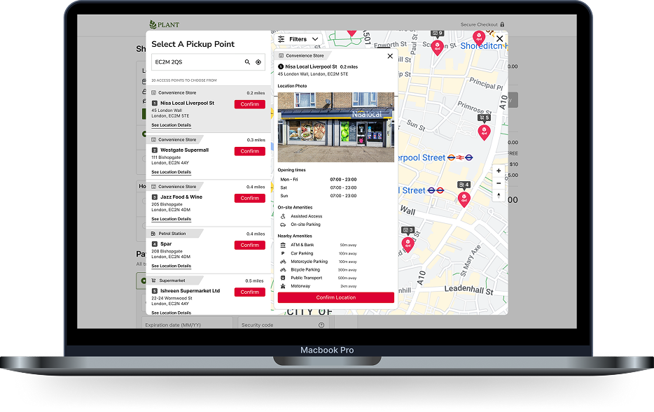 HubBox DPD pickup map in checkout