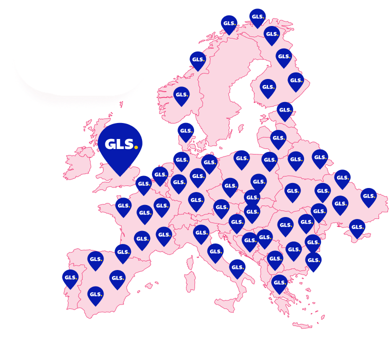 Map of GLS pickup locations across Europe