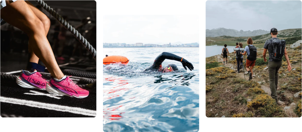 Open water swimmer training in a wetsuit near the coast, part of the endurance sports community Start Fitness serves.
