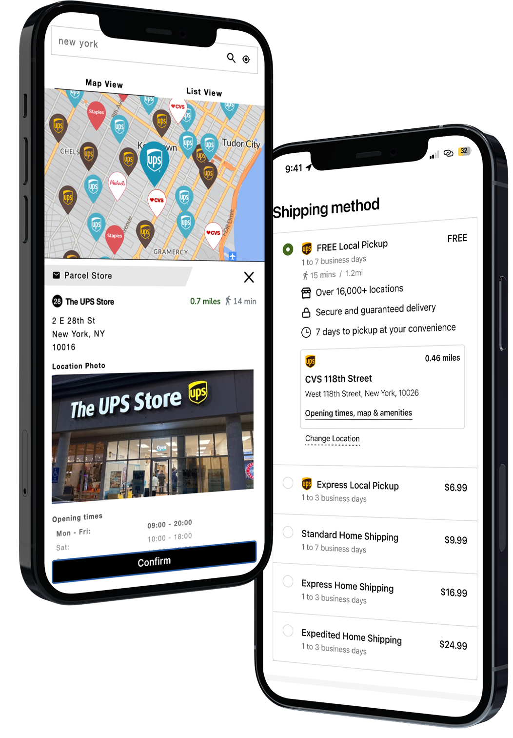 UPS Access Point pickup shown in the HubBox checkout